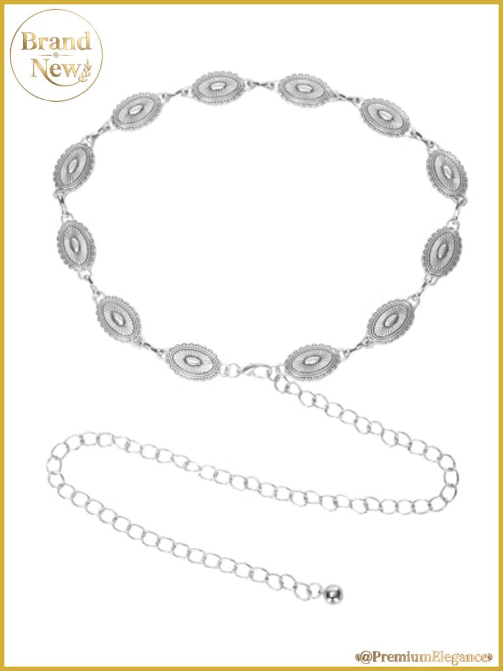 Metal Concho Chain Belt Western Boho Waist Links Adjustable